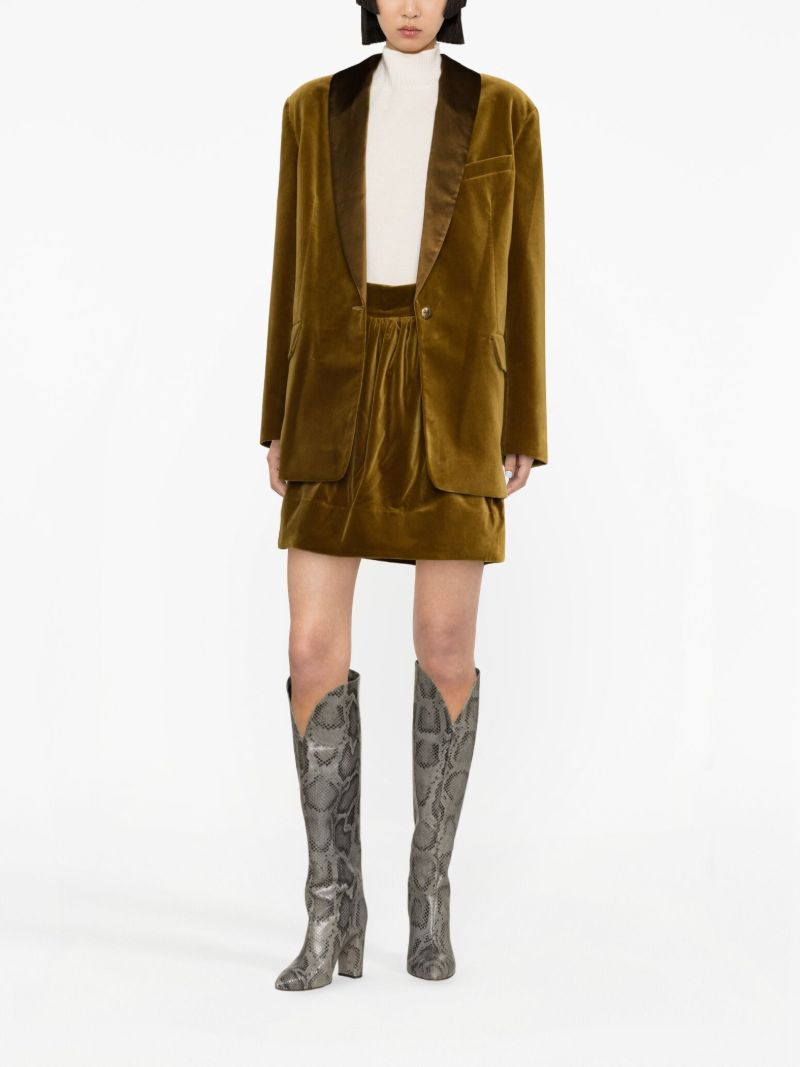 Green Lyrical Velvet Mini Skirt