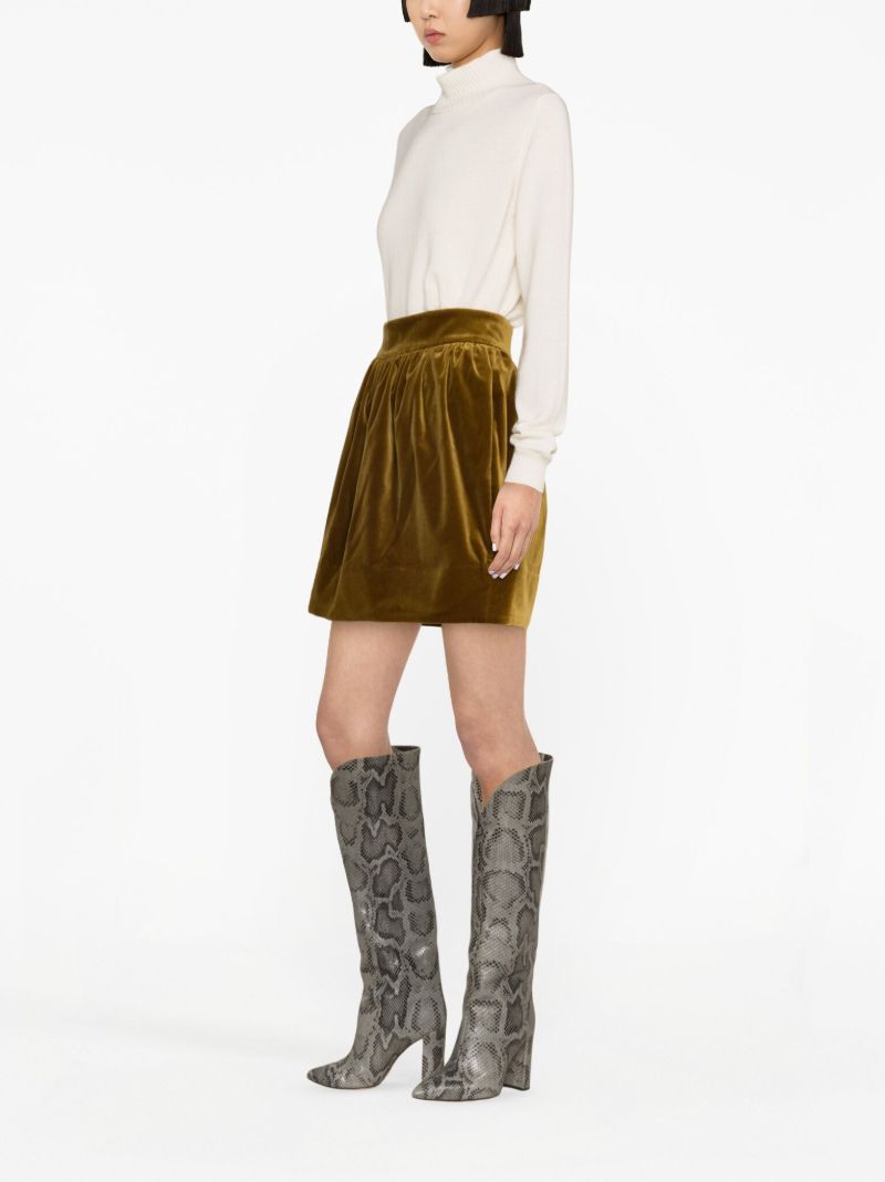 Green Lyrical Velvet Mini Skirt