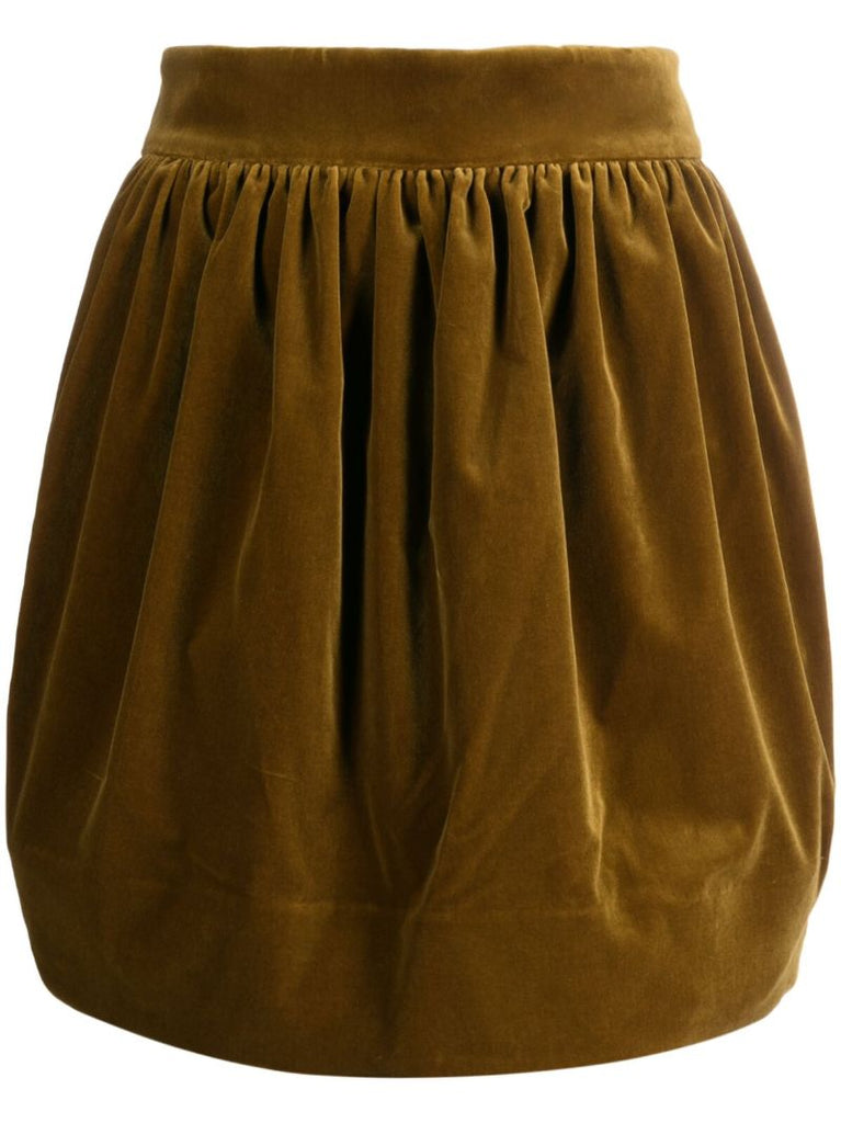 Green Lyrical Velvet Mini Skirt