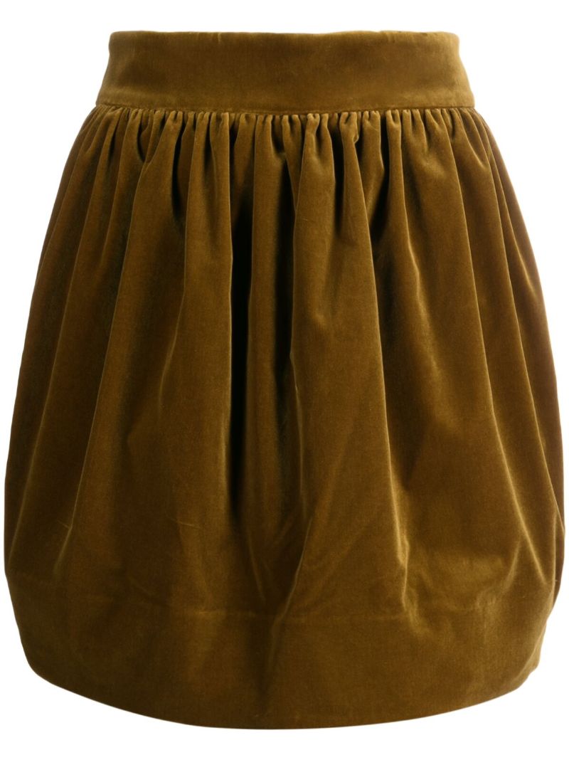 Green Lyrical Velvet Mini Skirt