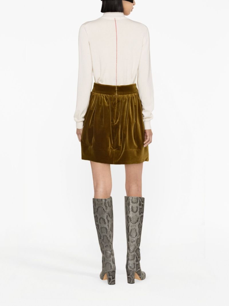 Green Lyrical Velvet Mini Skirt
