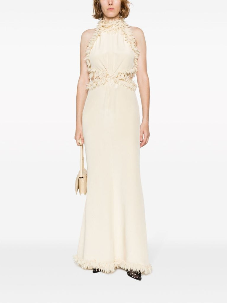 Neutral Xin Petal-appliquÃ_x0083_Â© Silk Gown