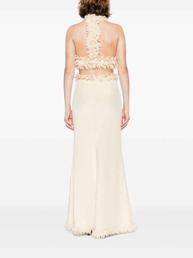 Neutral Xin Petal-appliquÃ_x0083_Â© Silk Gown