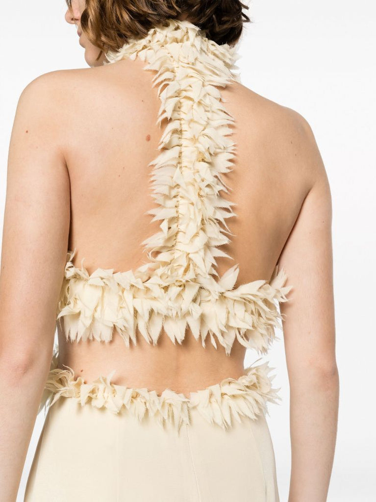 Neutral Xin Petal-appliquÃ_x0083_Â© Silk Gown