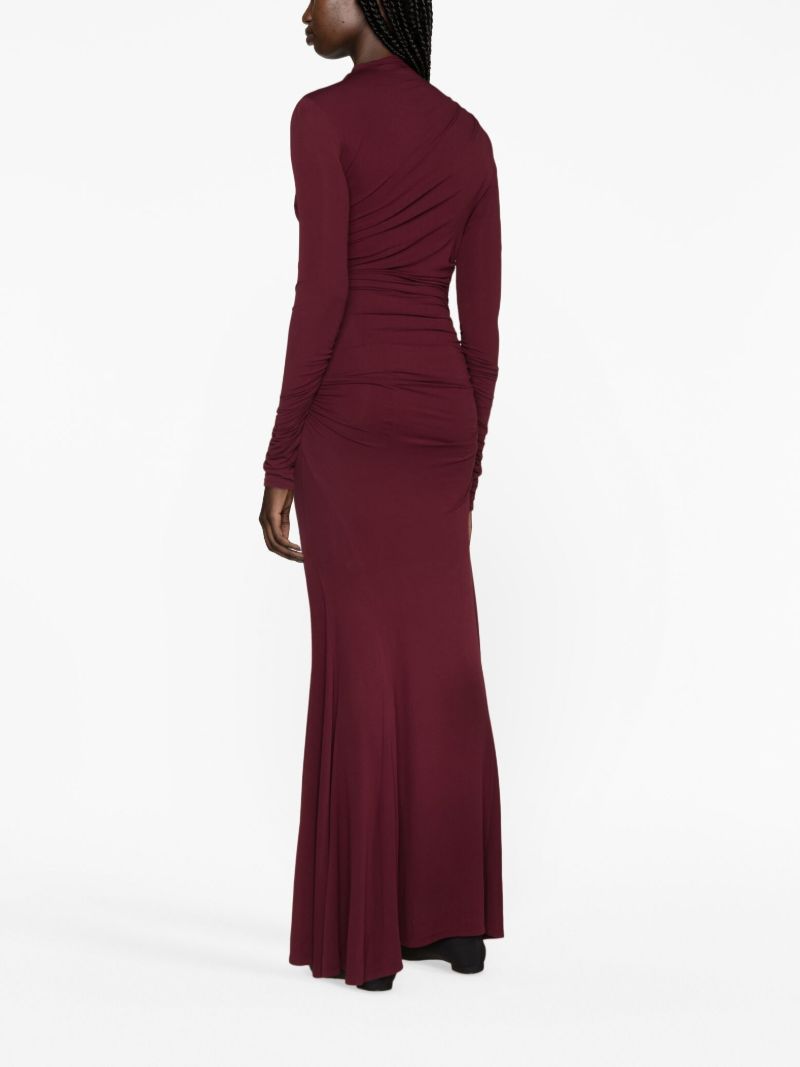 Red Africa Asymmetric Gathered Dress