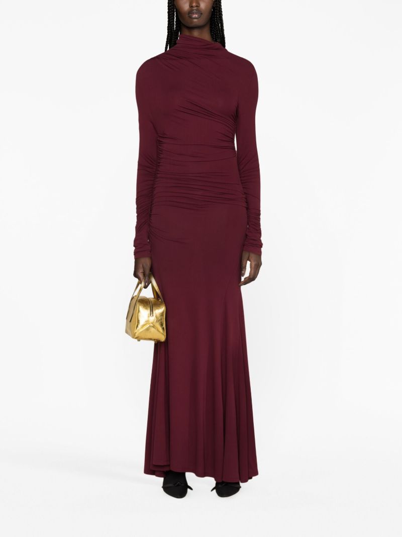 Red Africa Asymmetric Gathered Dress