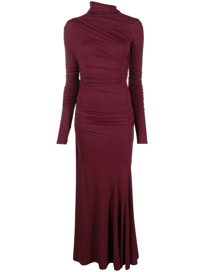 Red Africa Asymmetric Gathered Dress