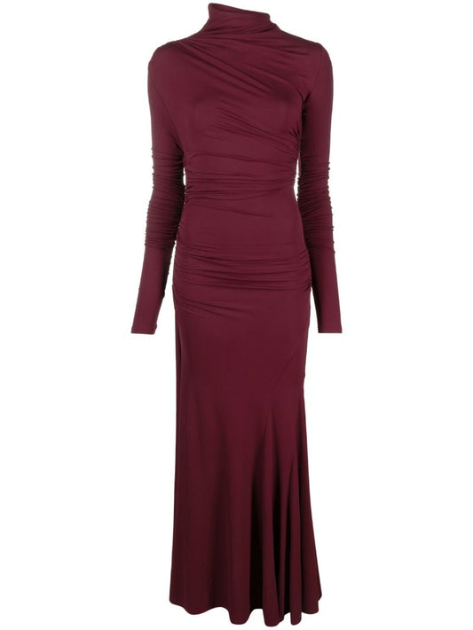 Red Africa Asymmetric Gathered Dress