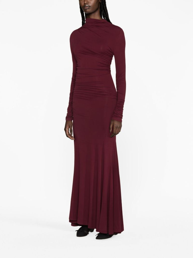 Red Africa Asymmetric Gathered Dress