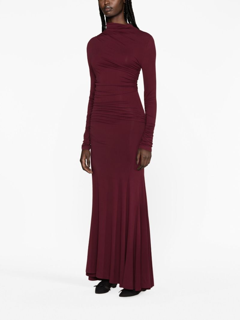 Red Africa Asymmetric Gathered Dress
