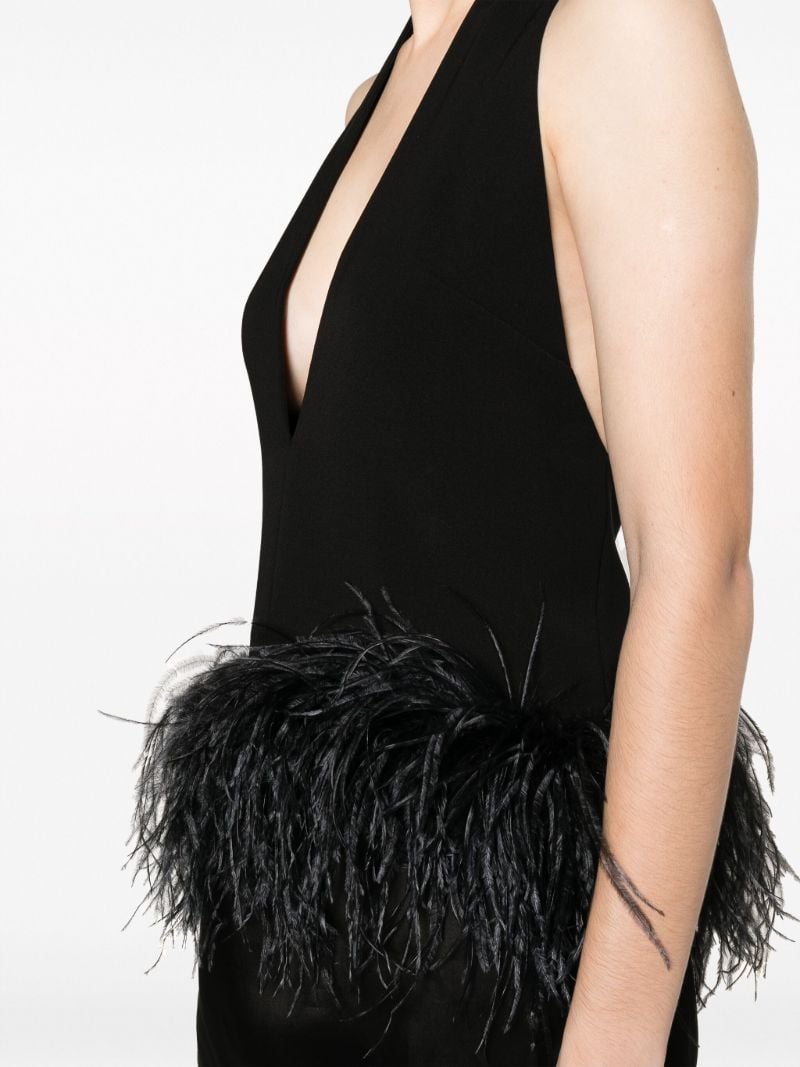 Black Salina Feather-trimmed Top