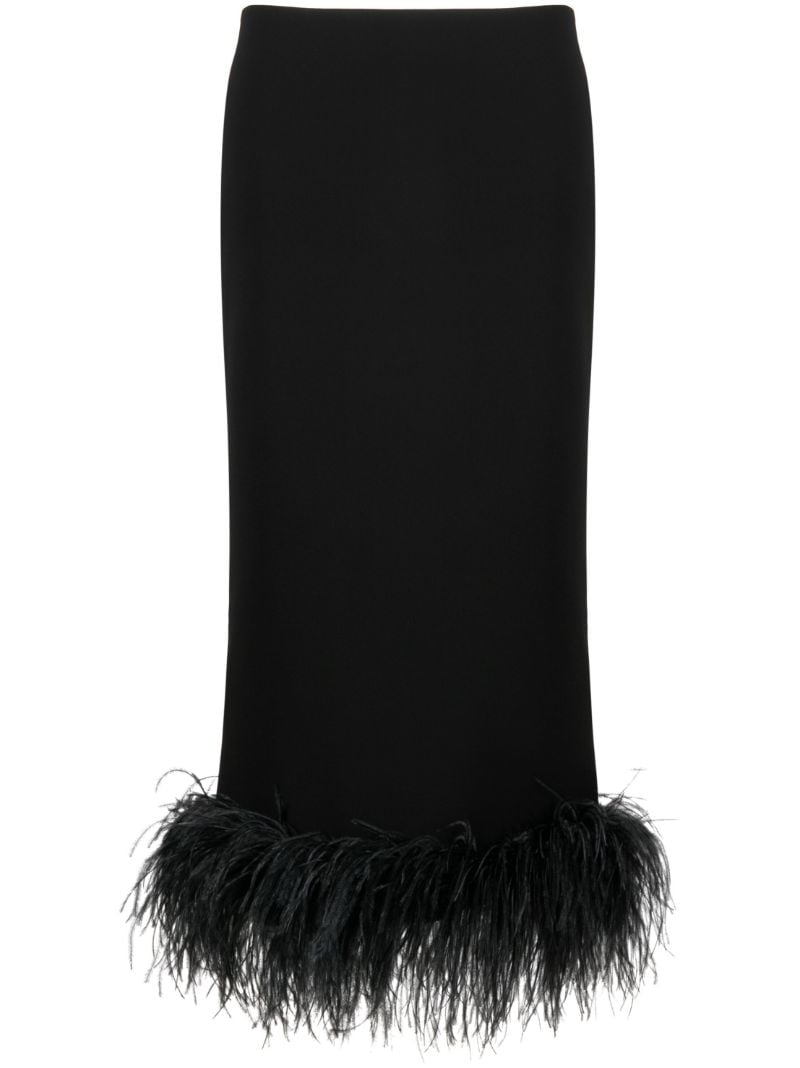 Black Petya Feather-trim Skirt