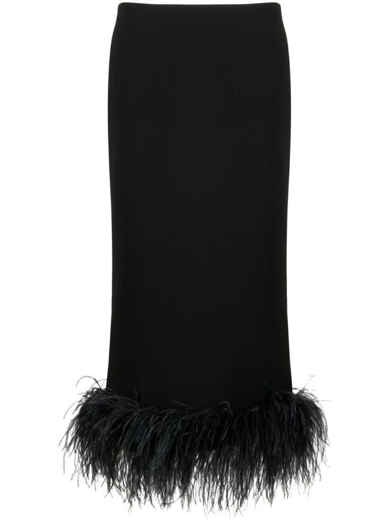 Black Petya Feather-trim Skirt