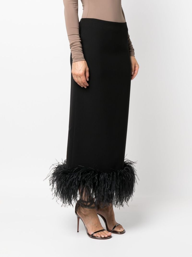 Black Petya Feather-trim Skirt