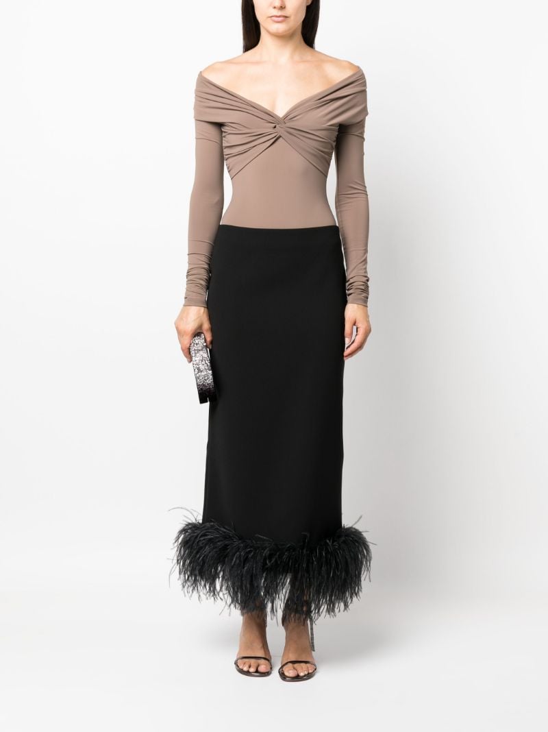 Black Petya Feather-trim Skirt