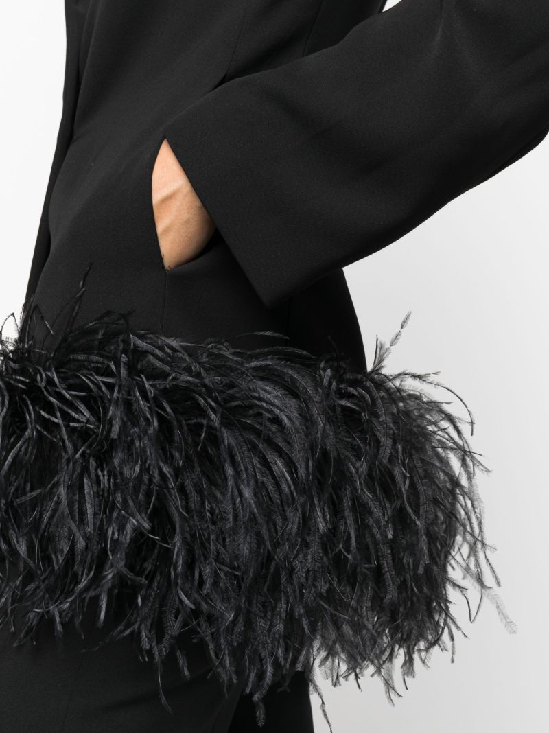 Black Elinor Feather-trim Blazer