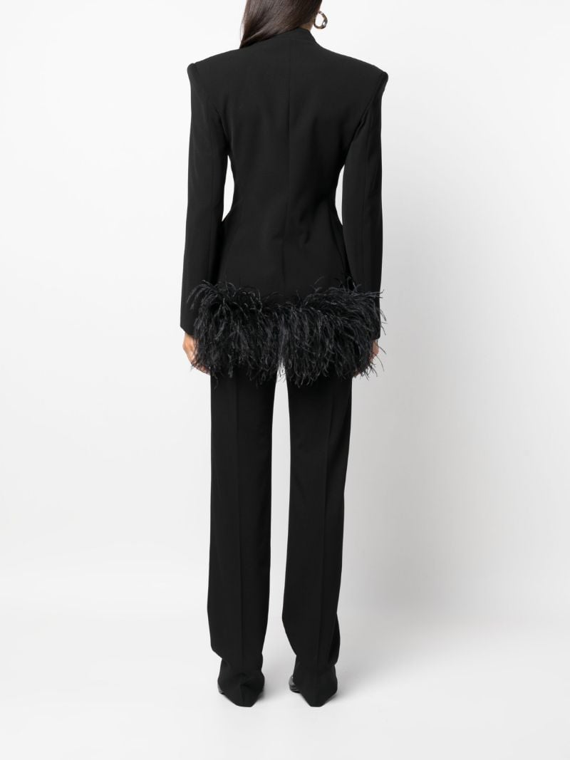Black Elinor Feather-trim Blazer
