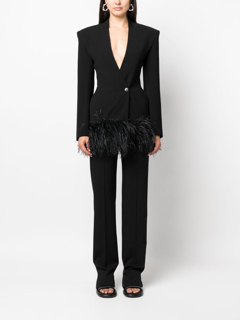 Black Elinor Feather-trim Blazer