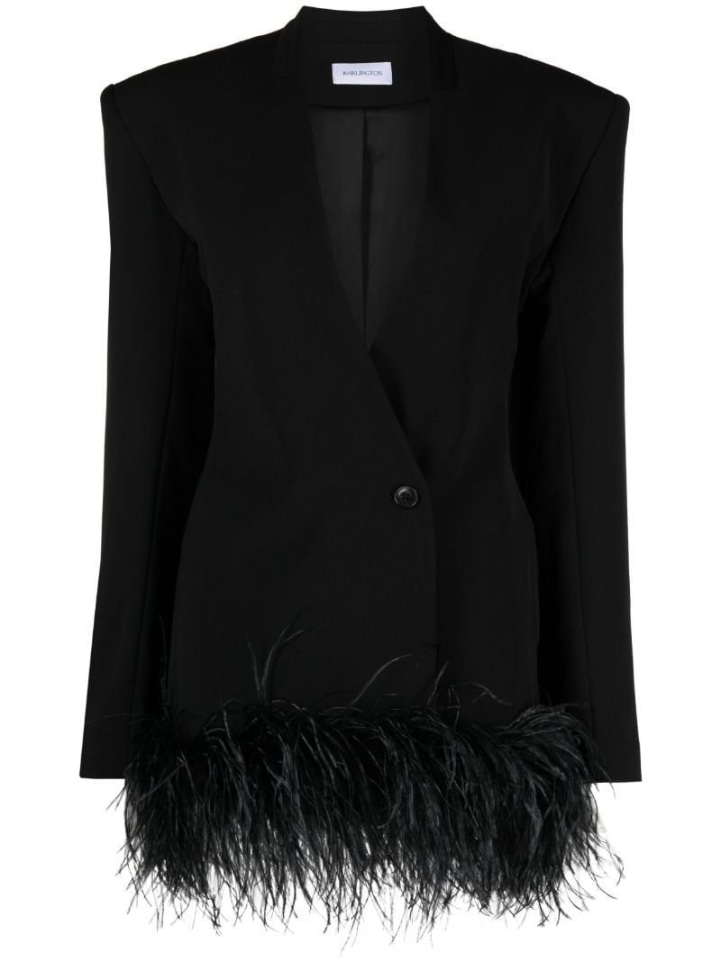 Black Elinor Feather-trim Blazer