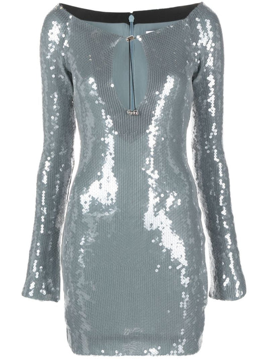 Silver Solare Sequinned Mini Dress