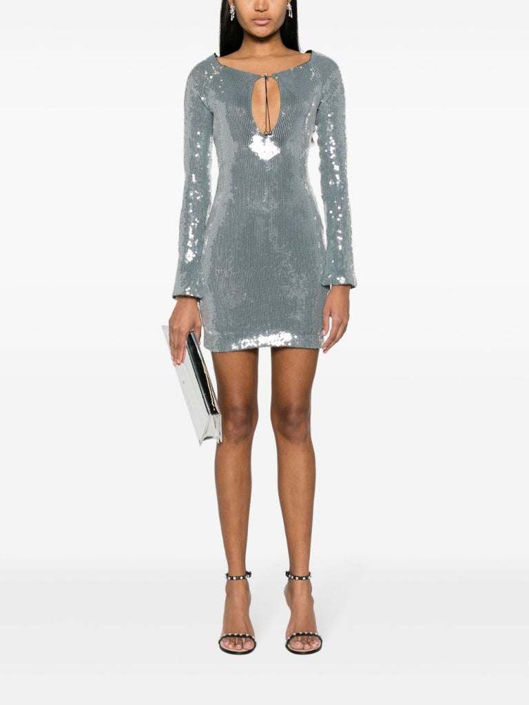 Silver Solare Sequinned Mini Dress