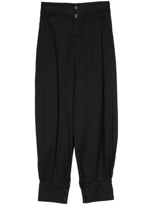 Blue Tapered Wool-cotton Trousers