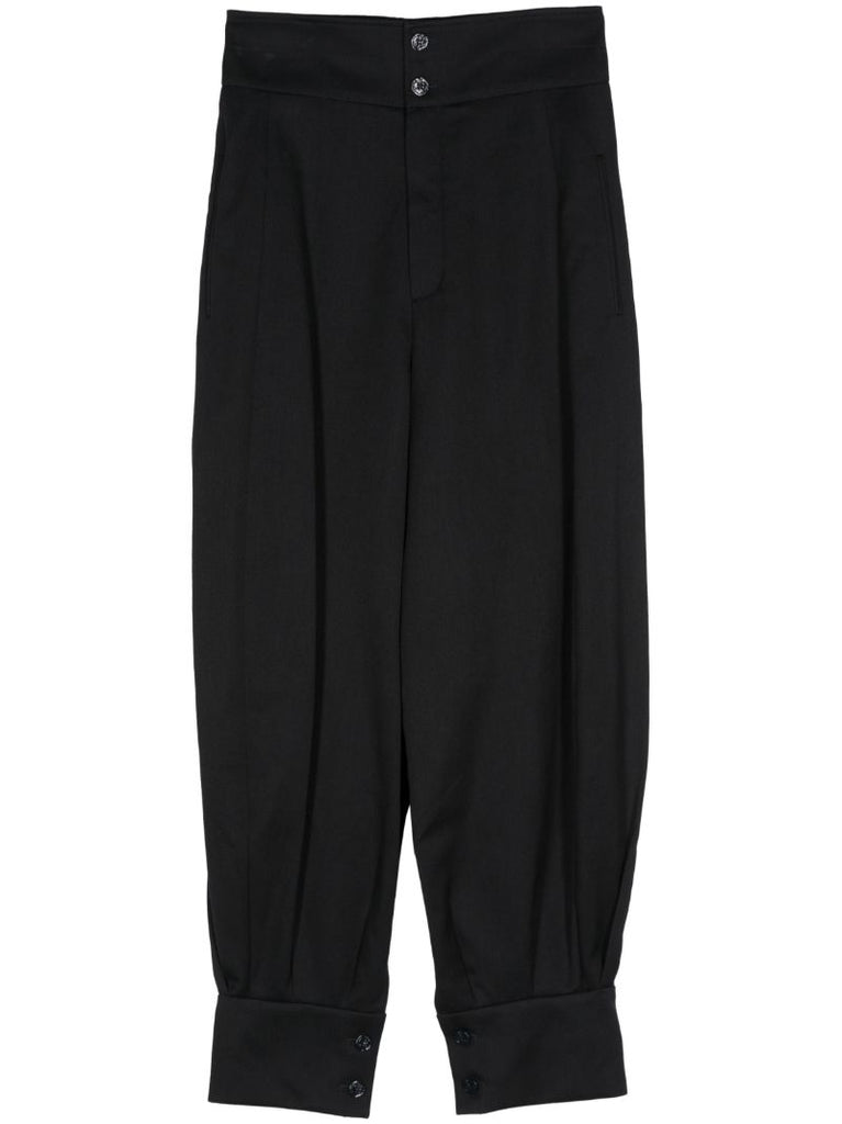 Blue Tapered Wool-cotton Trousers