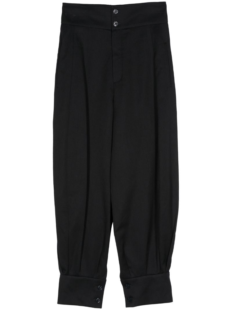 Blue Tapered Wool-cotton Trousers