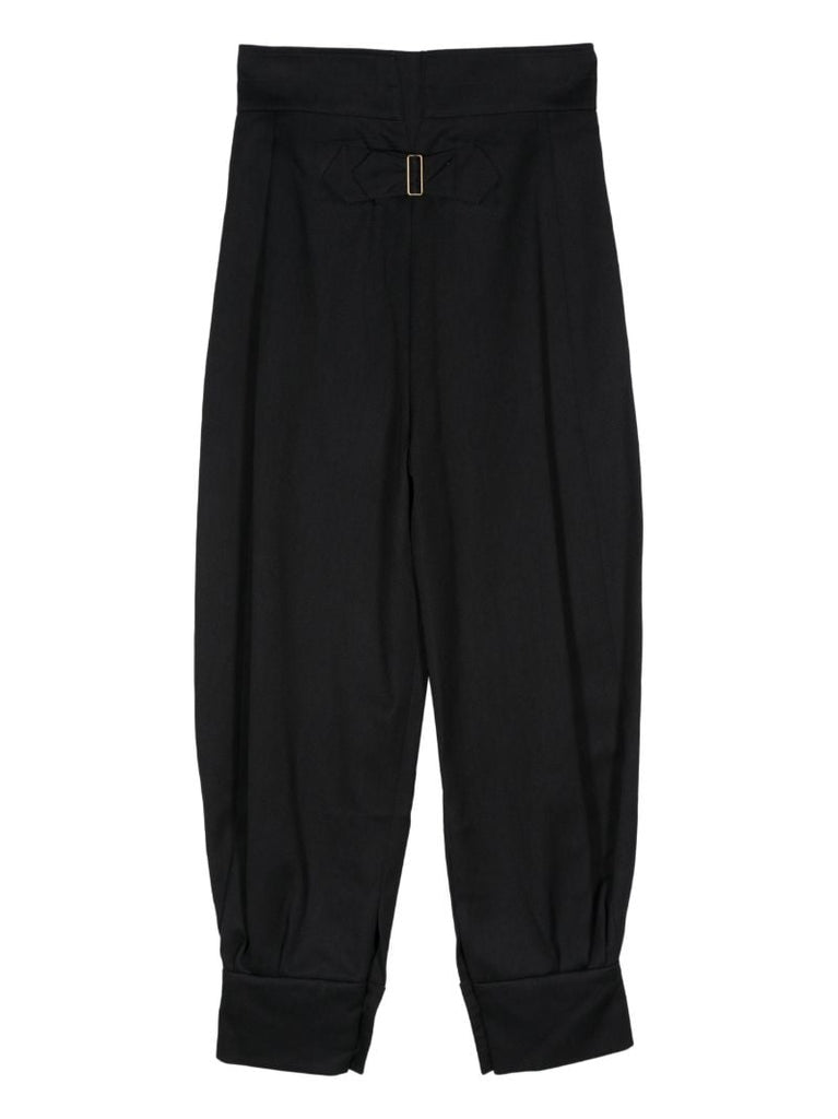 Blue Tapered Wool-cotton Trousers