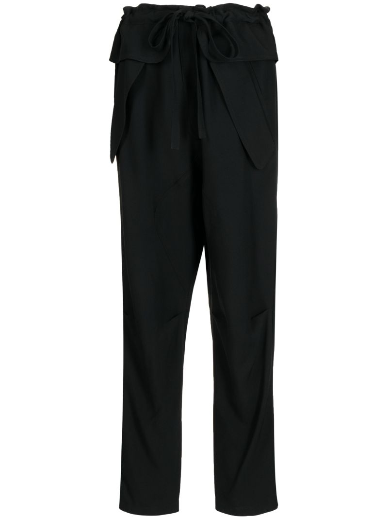 Black Drawstring Tapered Trousers