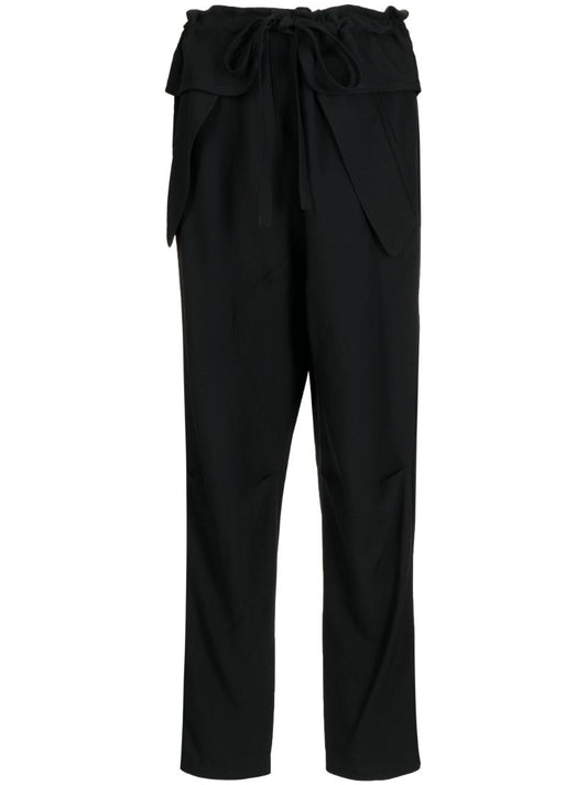 Black Drawstring Tapered Trousers