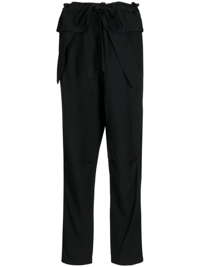Black Drawstring Tapered Trousers