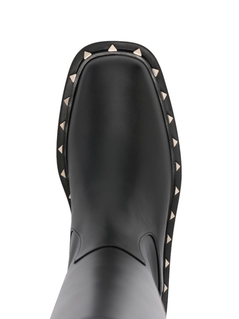 Black Rockstud 30 Knee-high Leather Boots