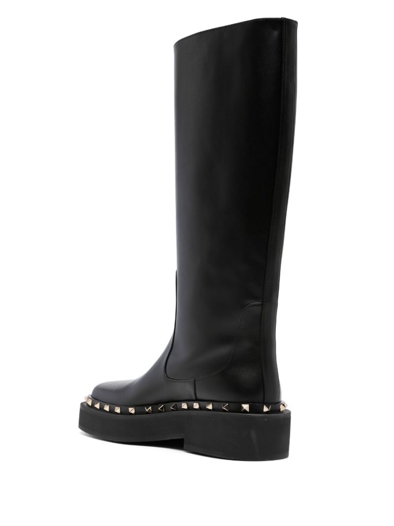 Black Rockstud 30 Knee-high Leather Boots
