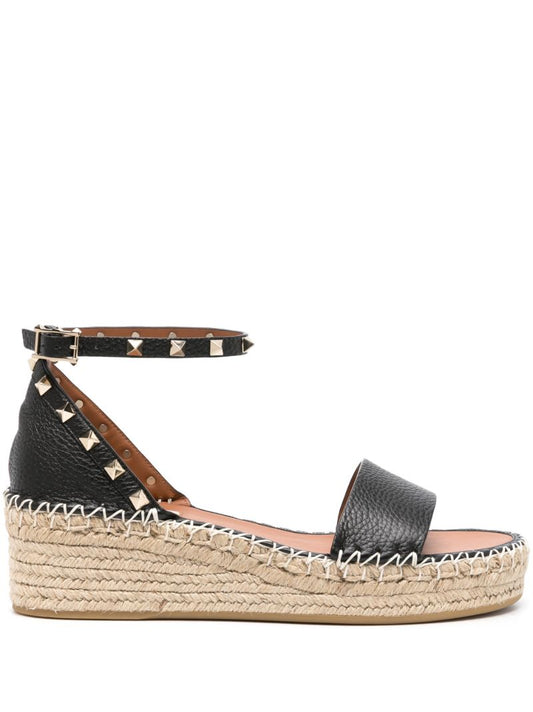 Black Rockstud 55 Flatform Espadrilles