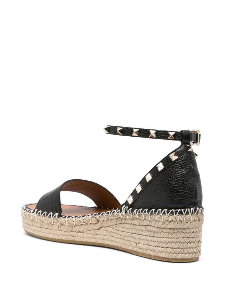 Black Rockstud 55 Flatform Espadrilles