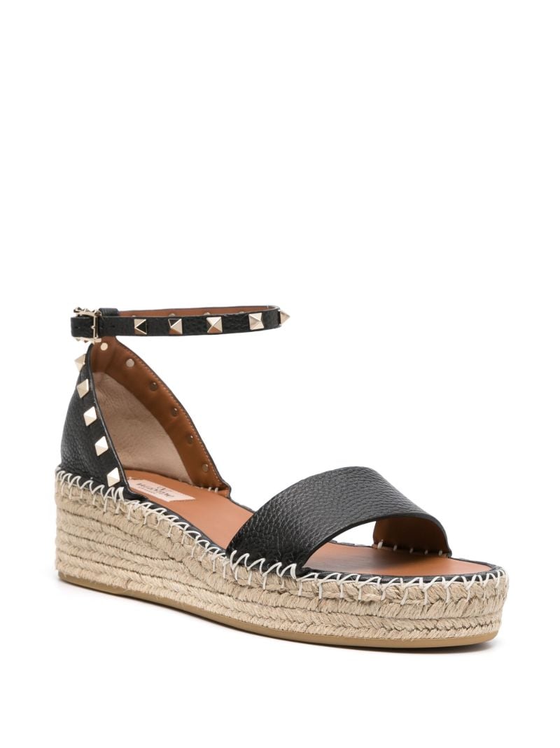 Black Rockstud 55 Flatform Espadrilles