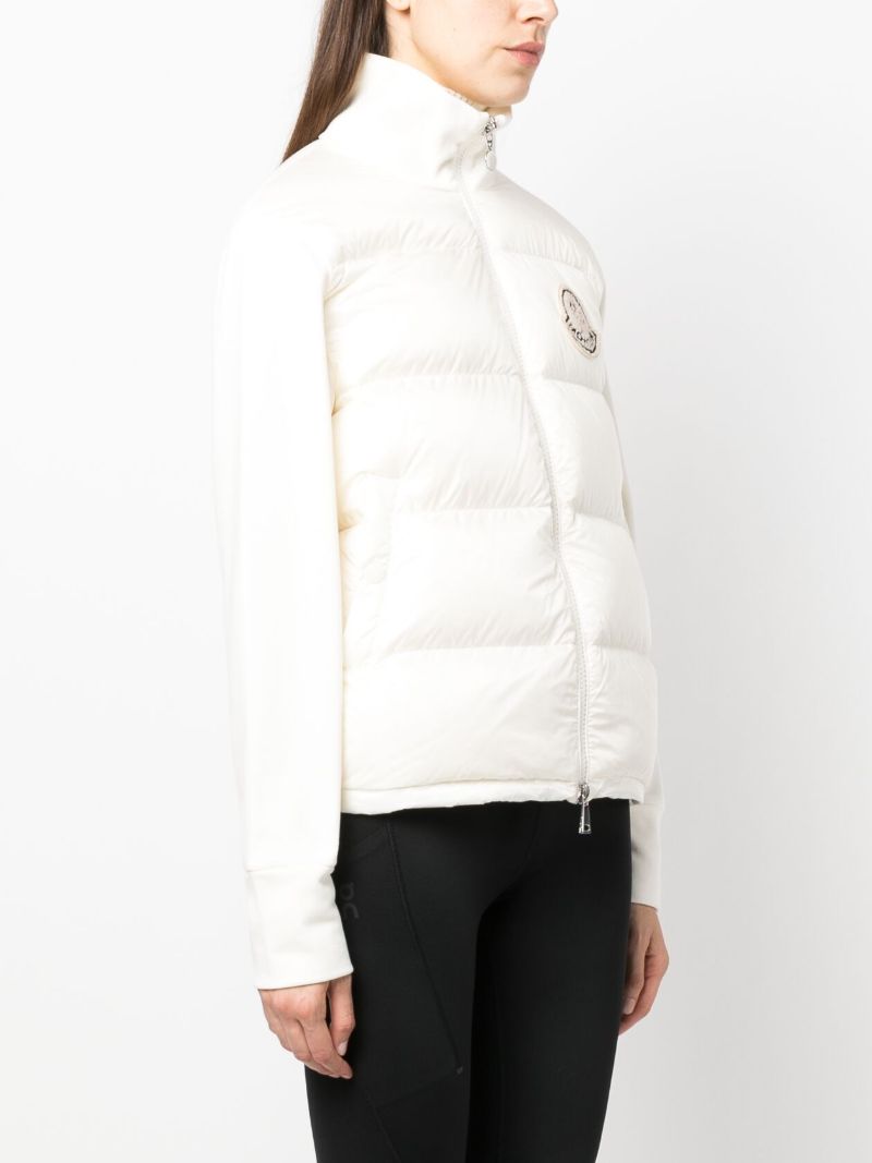 White Logo Patch Panelled Puffer Jacket