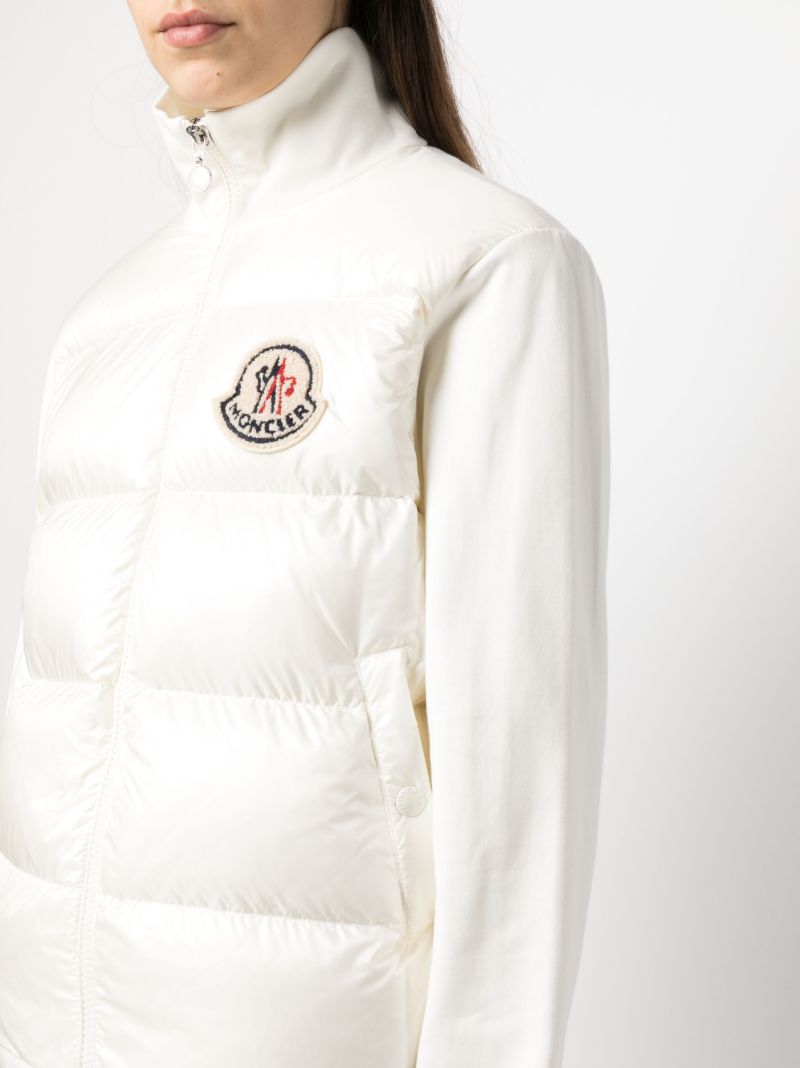 White Logo Patch Panelled Puffer Jacket