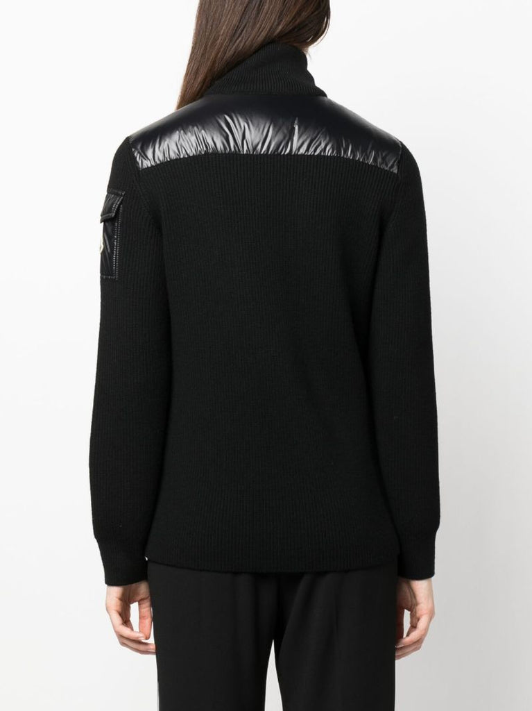 Black Knitted Sleeves Puffer Jacket