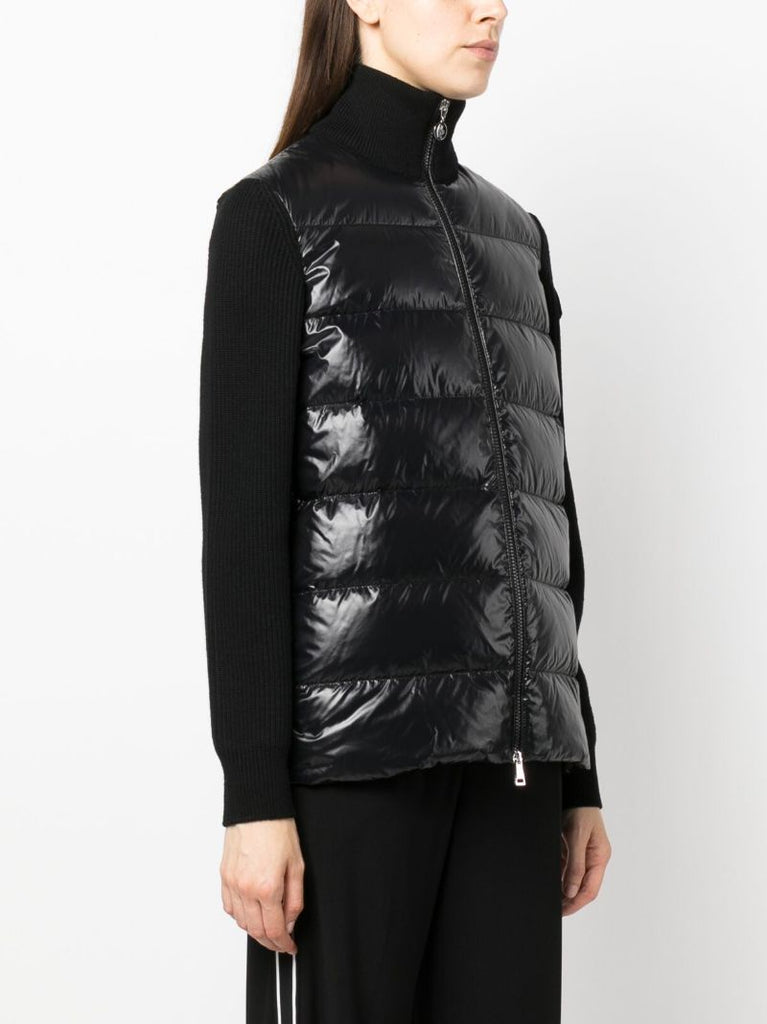 Black Knitted Sleeves Puffer Jacket