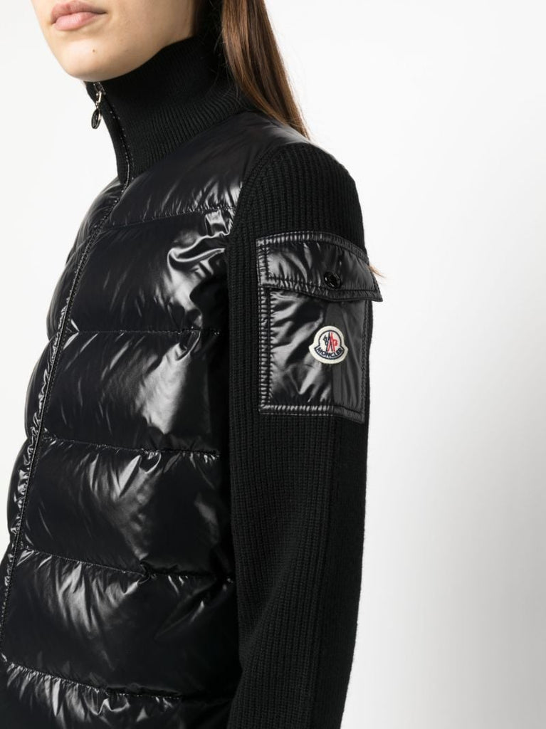 Black Knitted Sleeves Puffer Jacket