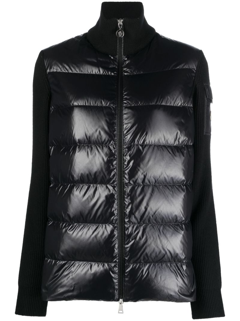Black Knitted Sleeves Puffer Jacket
