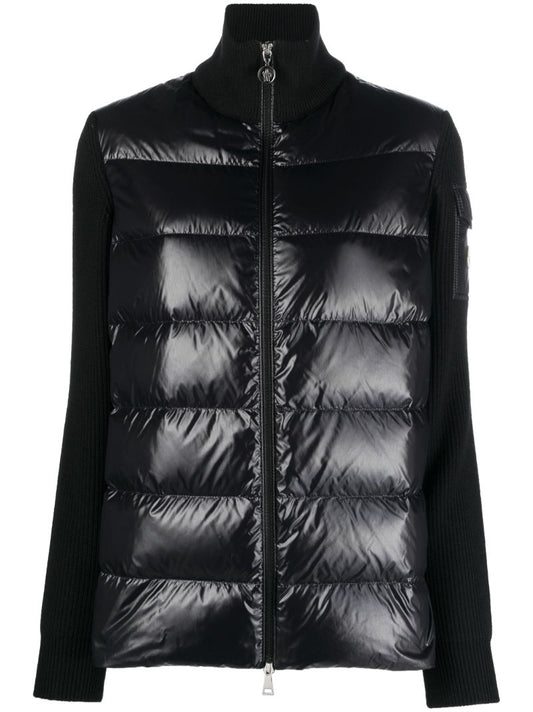 Black Knitted Sleeves Puffer Jacket