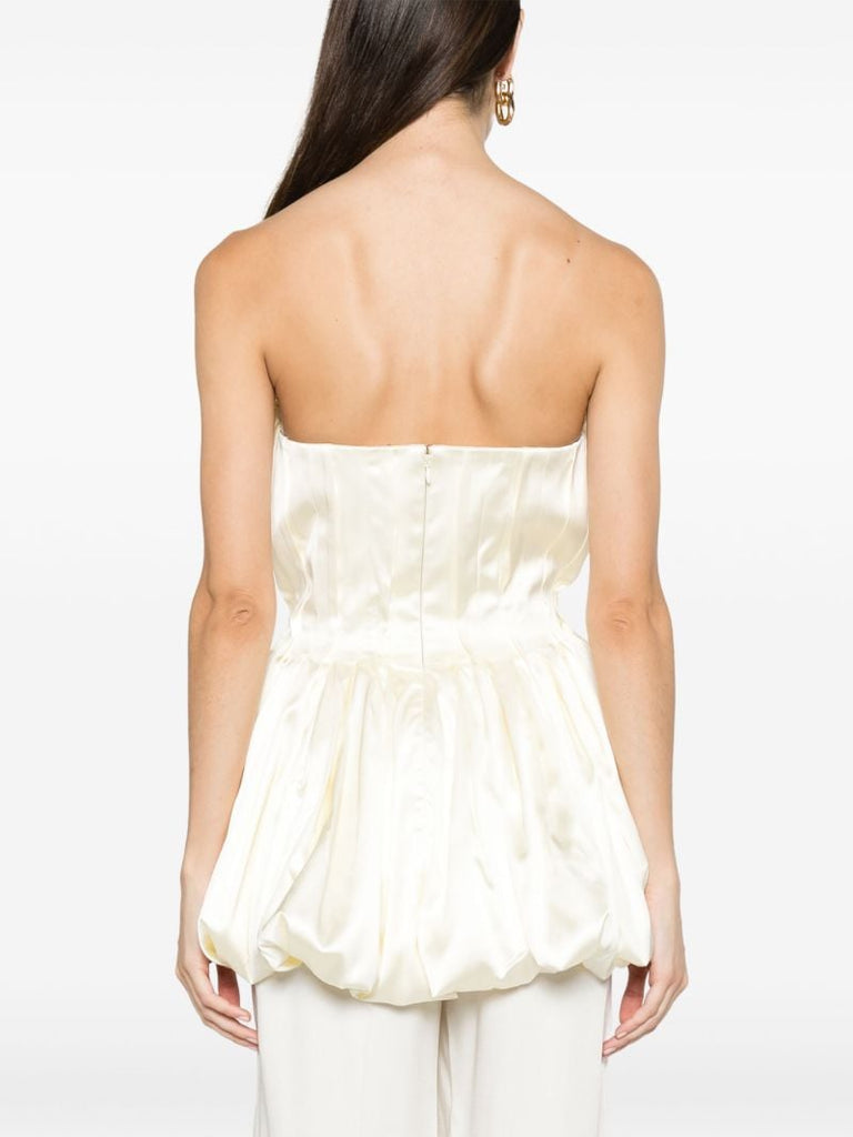 Neutral Raynara Pleated Bandeau Top