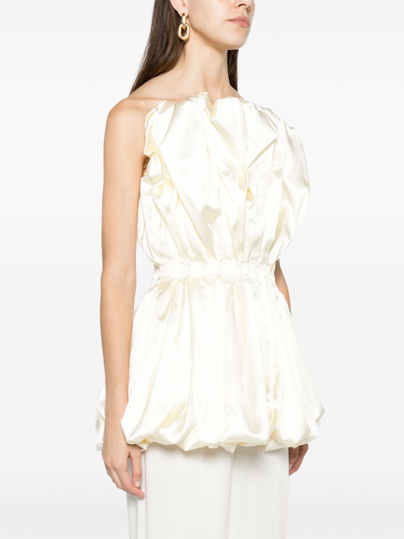 Neutral Raynara Pleated Bandeau Top