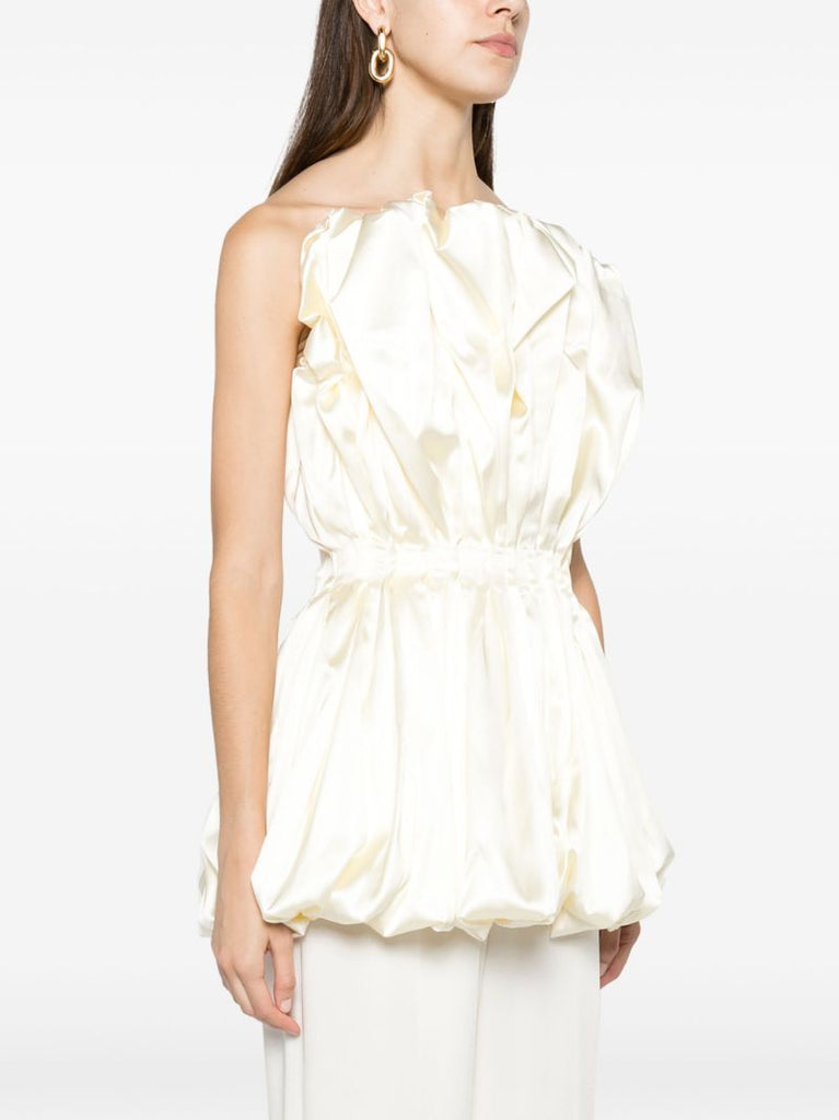 Neutral Raynara Pleated Bandeau Top