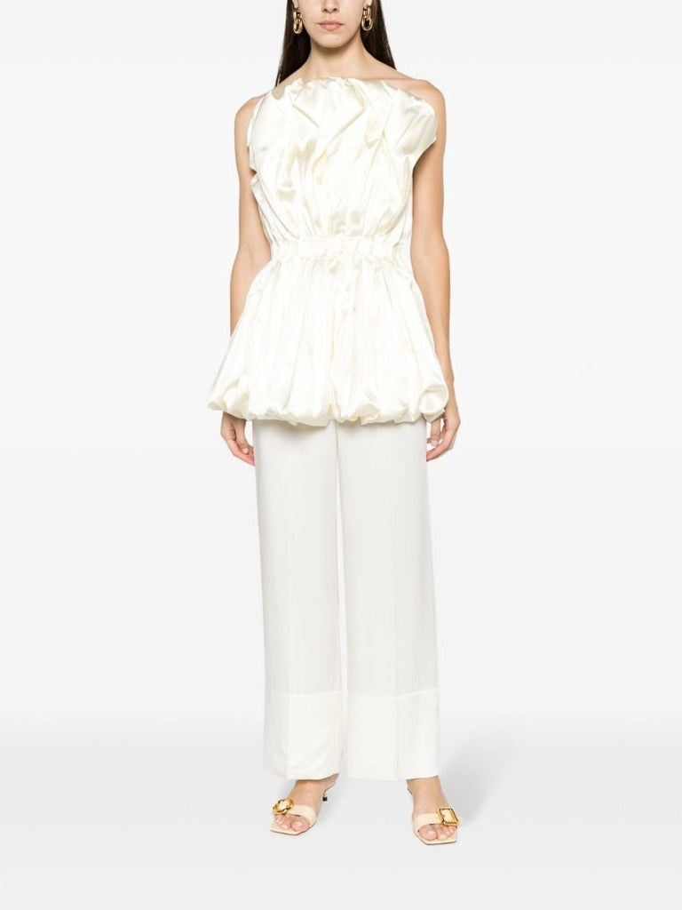 Neutral Raynara Pleated Bandeau Top