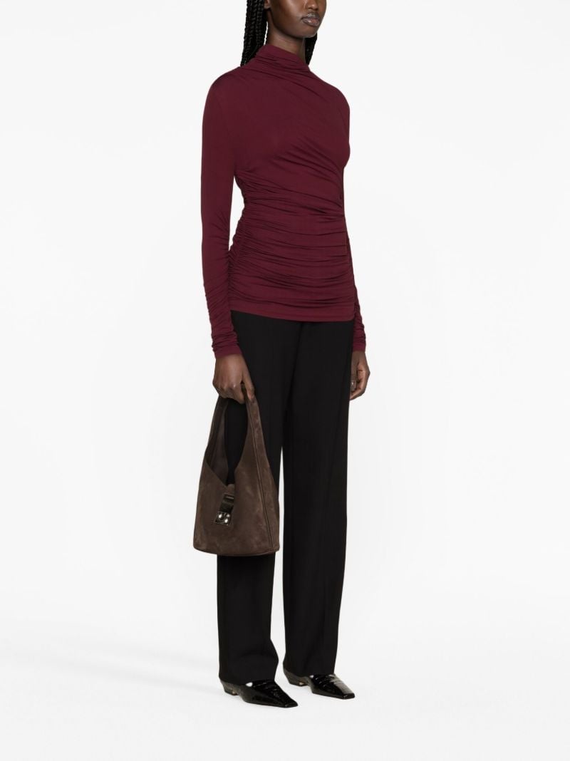 Red Leomie Asymmetric Gathered Top