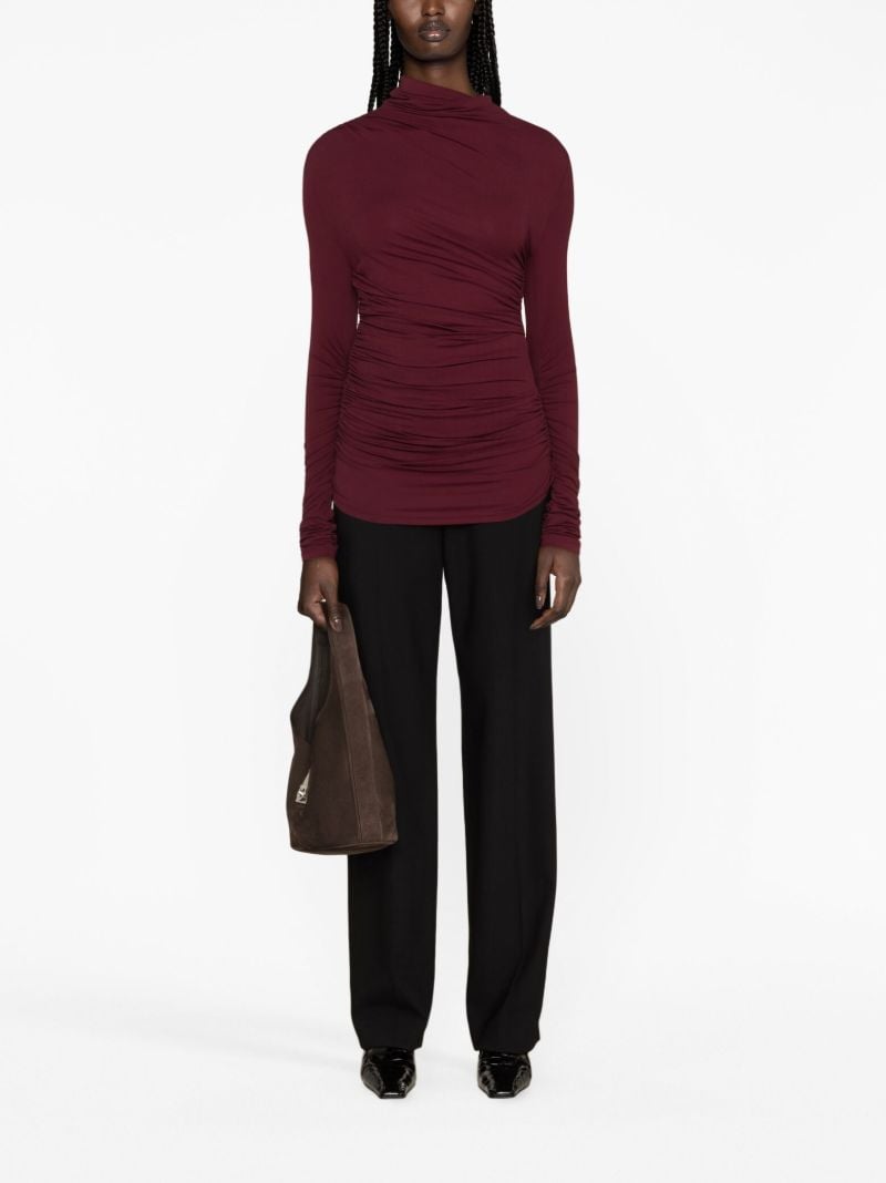 Red Leomie Asymmetric Gathered Top